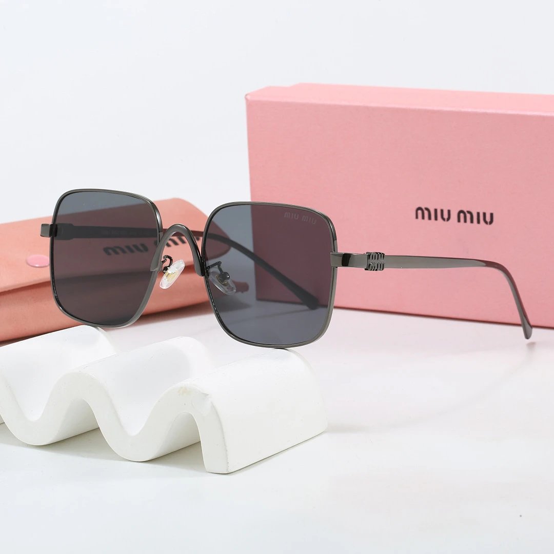 Miu Miu Gray Tinted Lens Square Sunglasses, Polished Frame Style 19