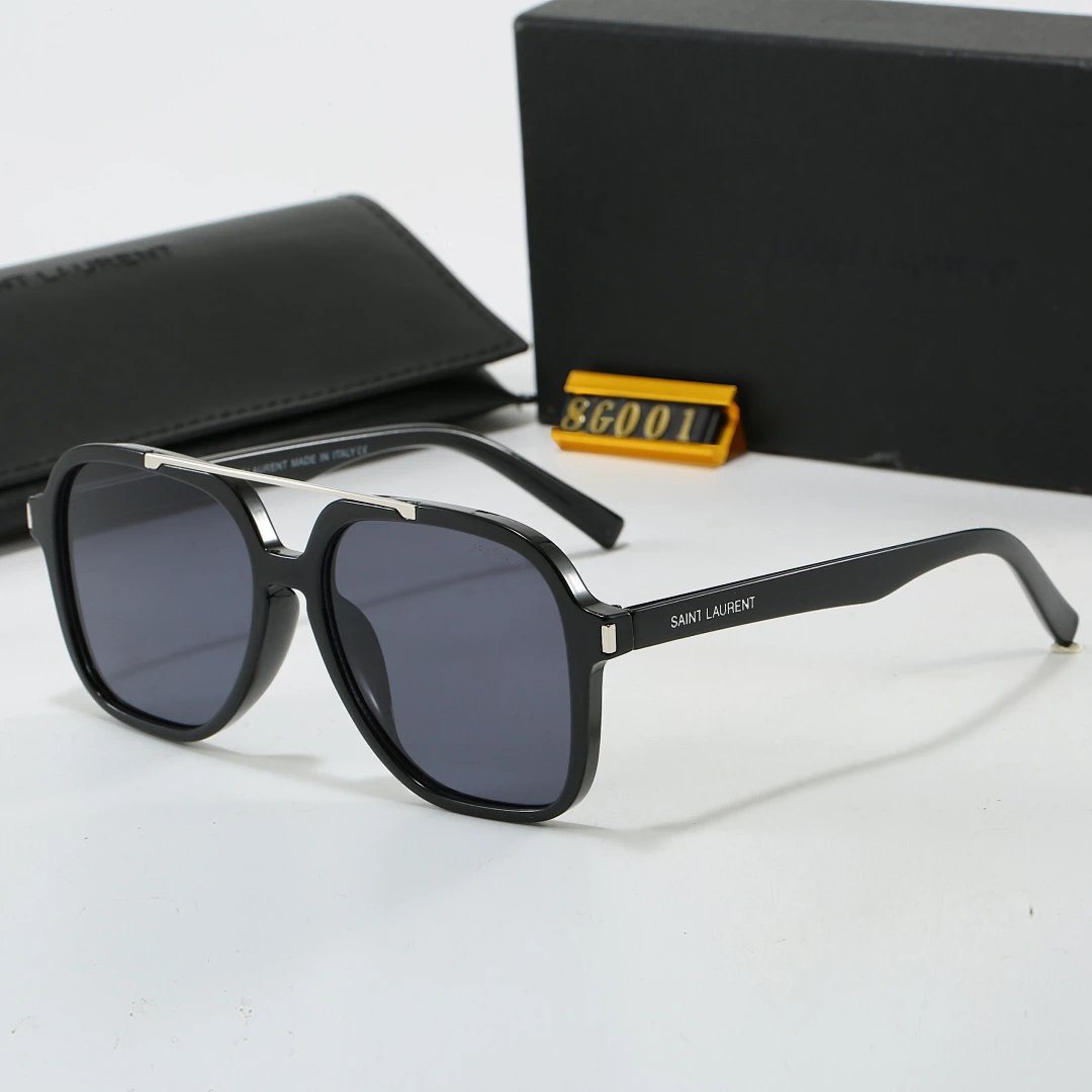 Saint Laurent Black Tinted Lens Square Sunglasses, Polished Frame Style 15