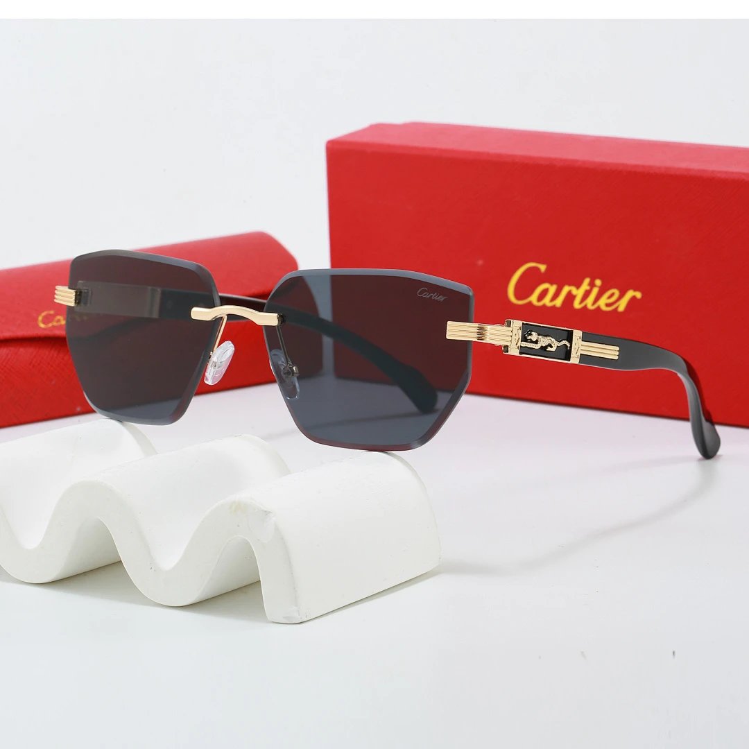 Cartier Red Tinted Lens Geometric Sunglasses, Polished Frame Style 07