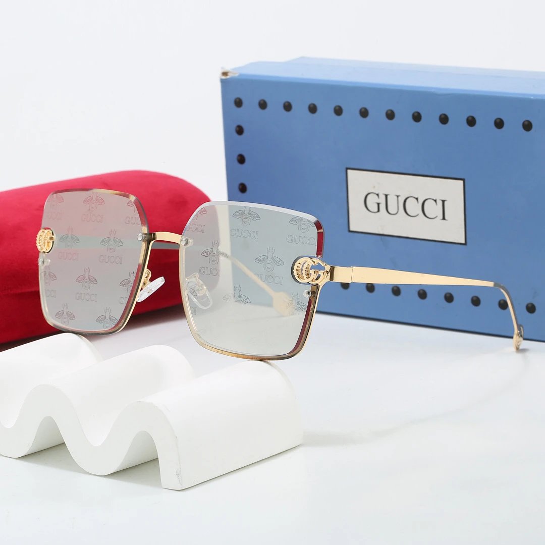 Gucci Blue Tinted Lens Square Sunglasses, Polished Frame Style 10