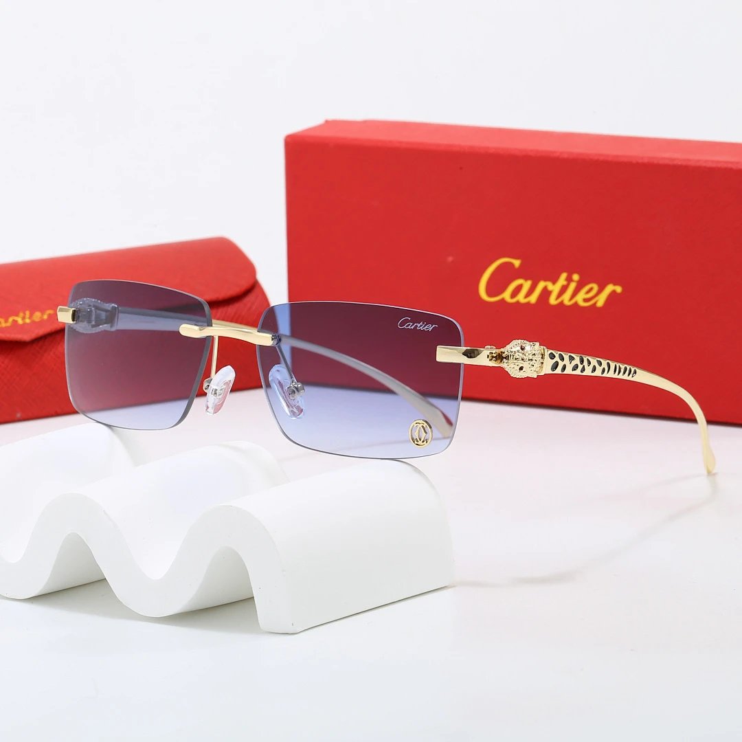 Cartier Red Tinted Lens Geometric Sunglasses, Polished Frame Style 05