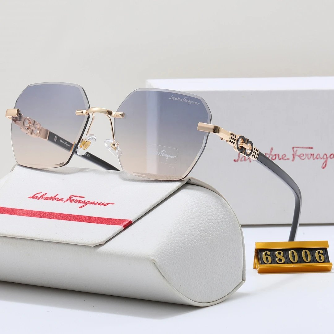 Ferragamo Brown Tinted Lens Square Sunglasses, Polished Frame Style 09