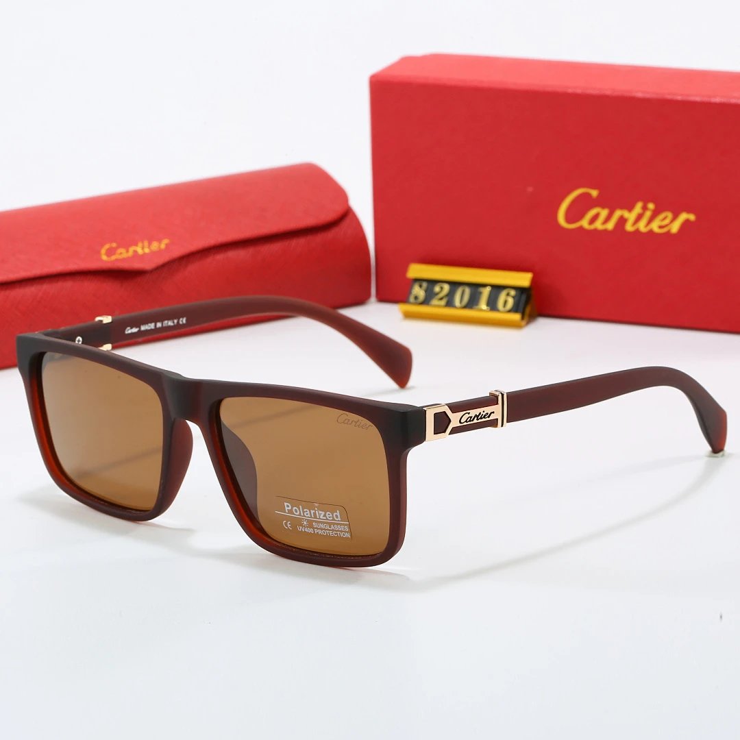 Cartier Red Tinted Lens Geometric Sunglasses, Polished Frame Style 05