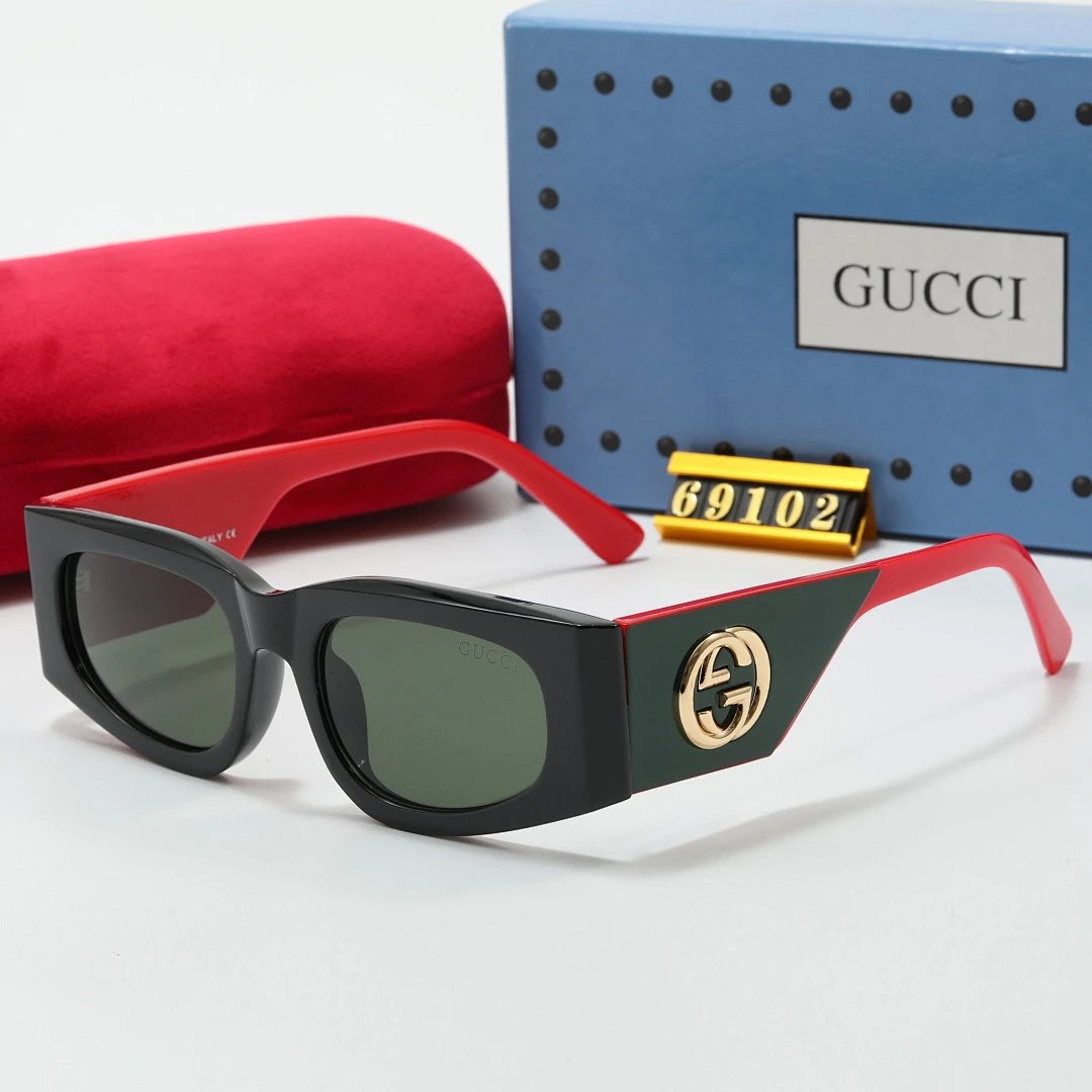 Gucci Tinted Lens Square Sunglasses, Polished Frame Style 25