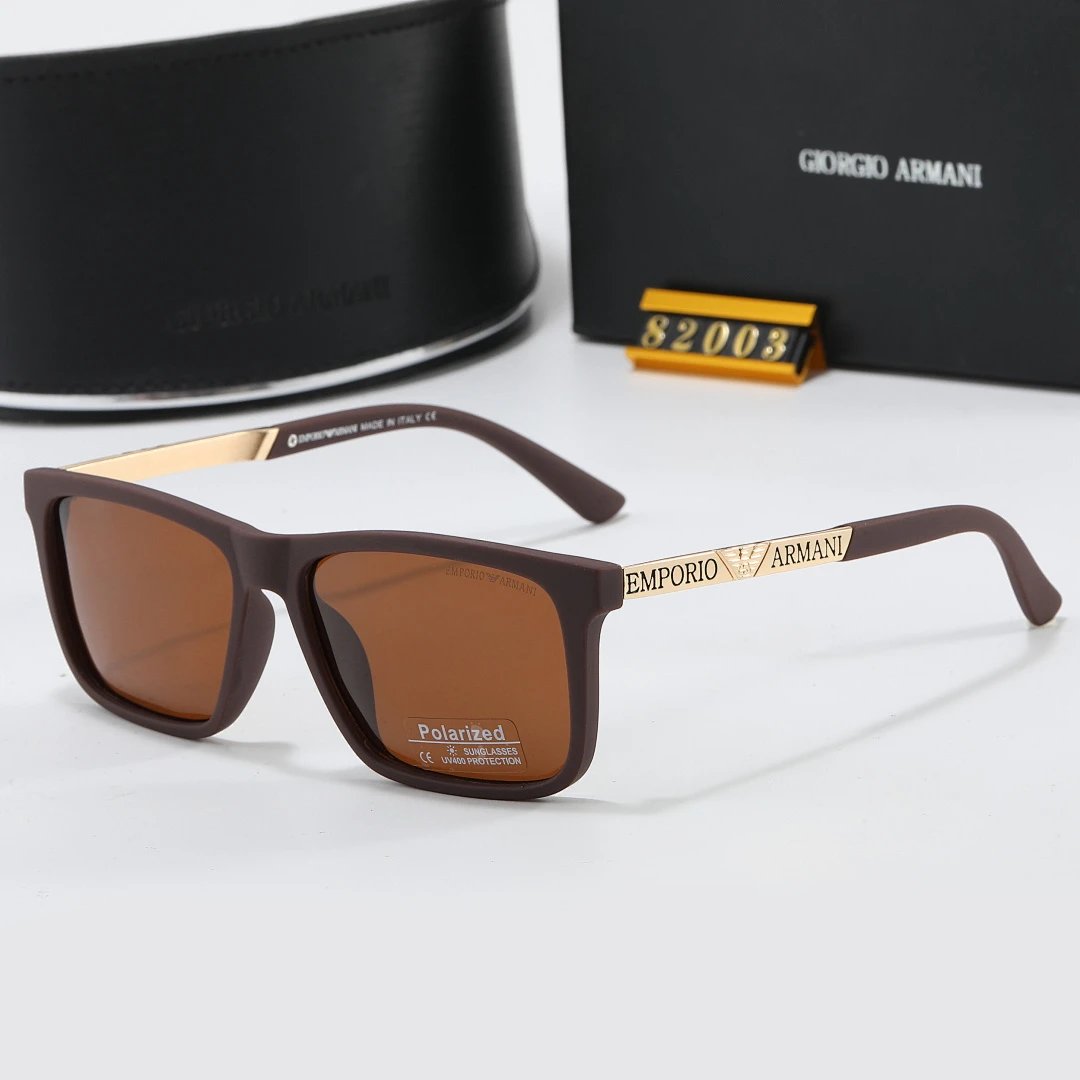 Armani Black Tinted Lens Square Sunglasses, Polished Frame Style 06