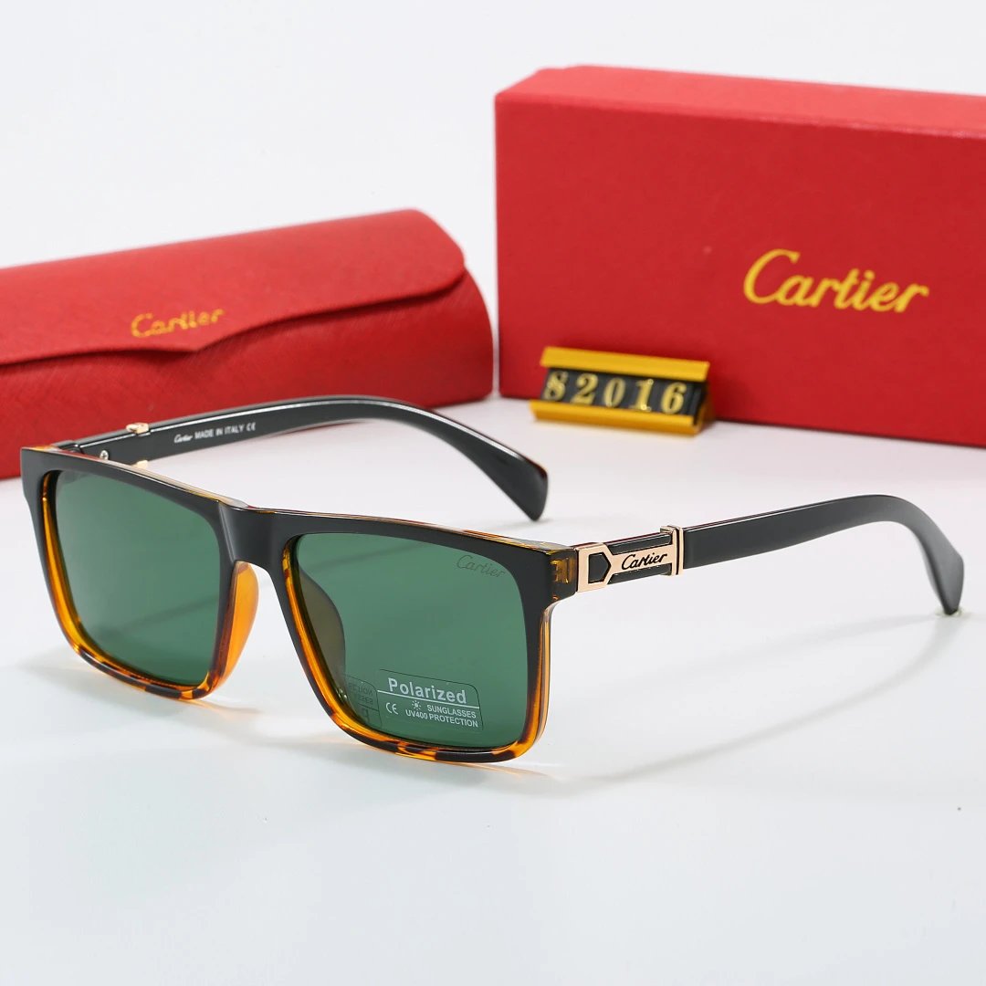 Cartier Red Tinted Lens Geometric Sunglasses, Polished Frame Style 03