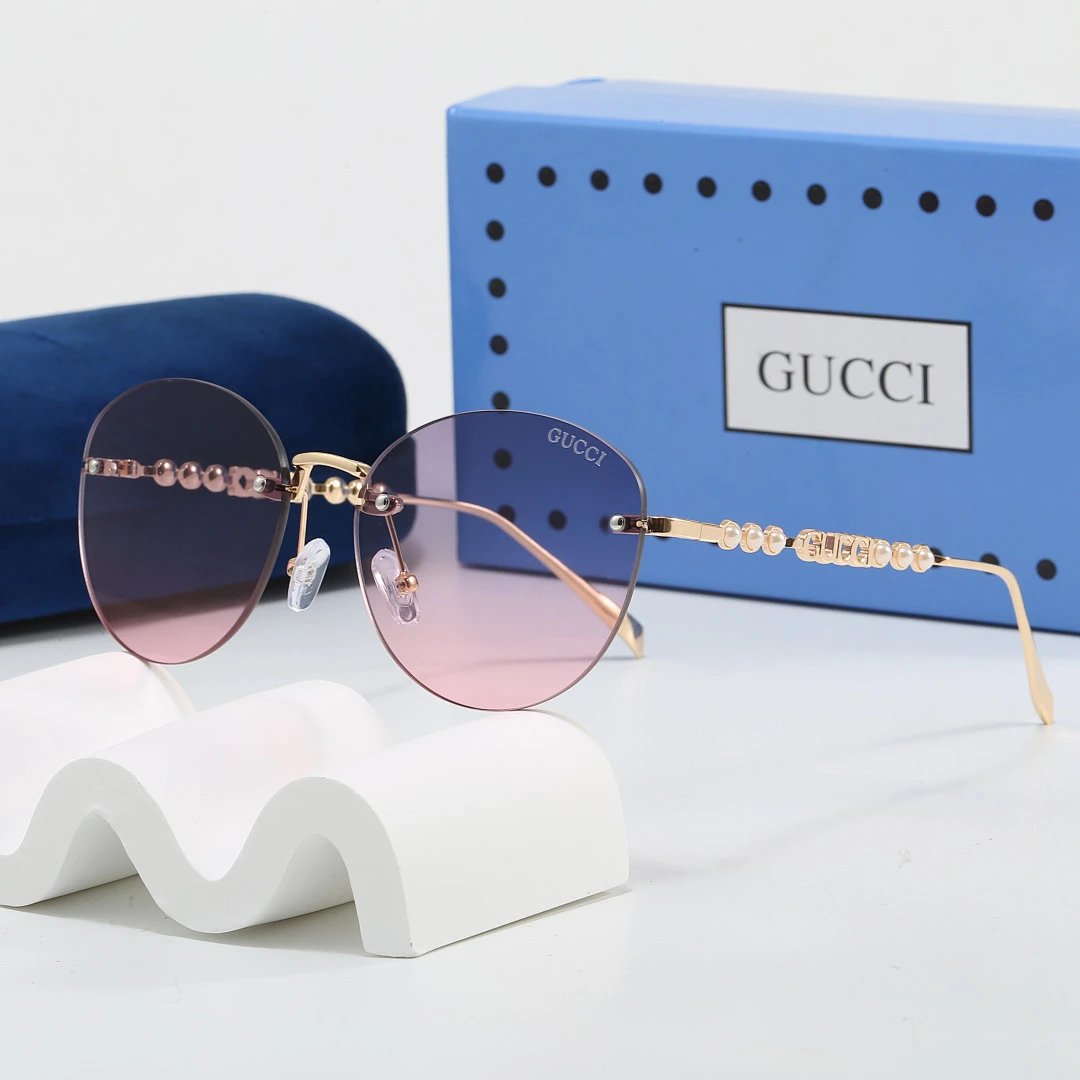 Gucci Blue Tinted Lens Square Sunglasses, Polished Frame Style 32