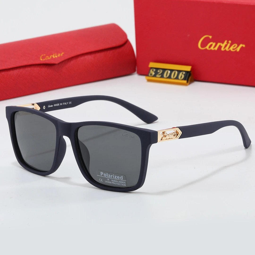 Cartier Red Tinted Lens Geometric Sunglasses, Polished Frame Style 16