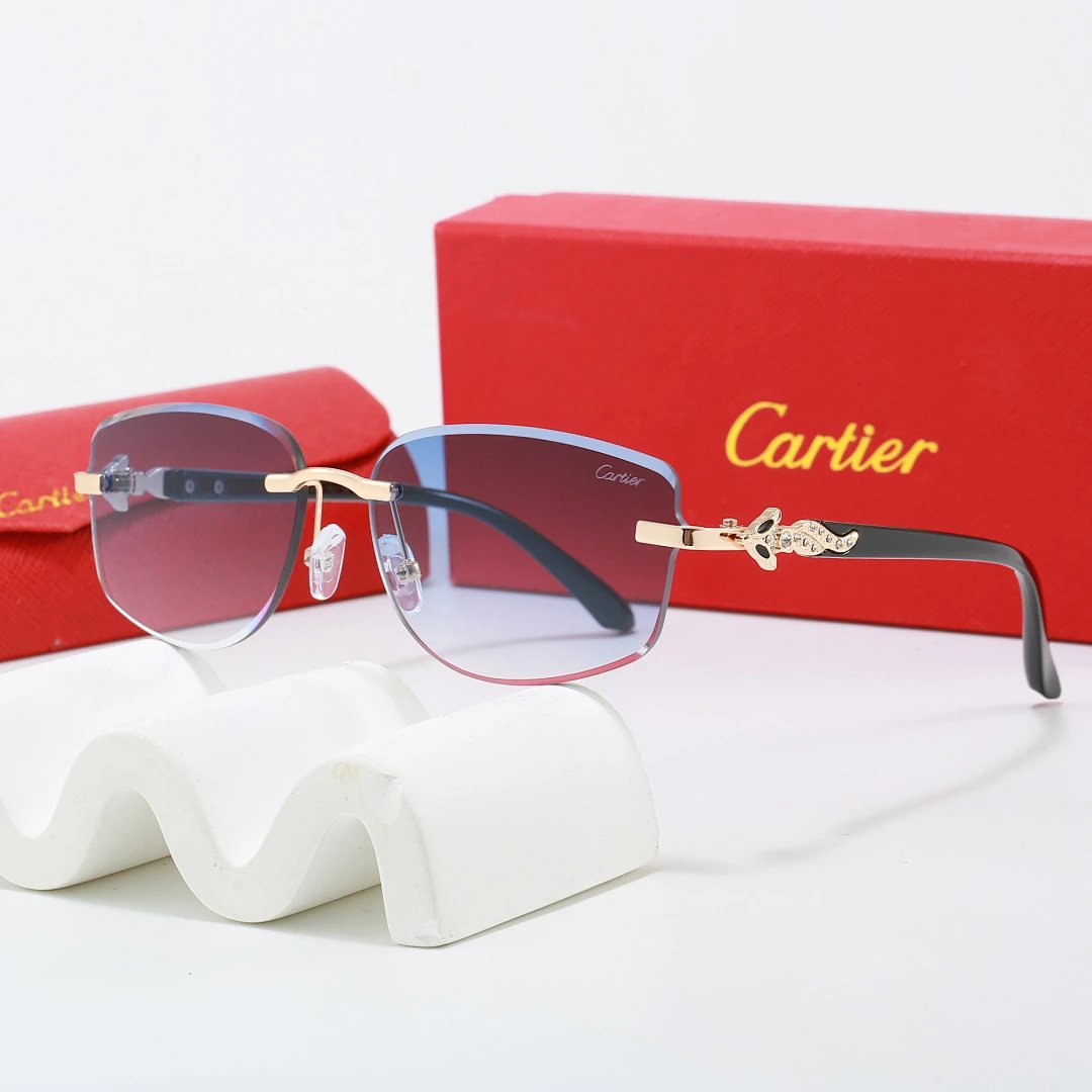 Cartier Red Tinted Lens Geometric Sunglasses, Polished Frame Style 05