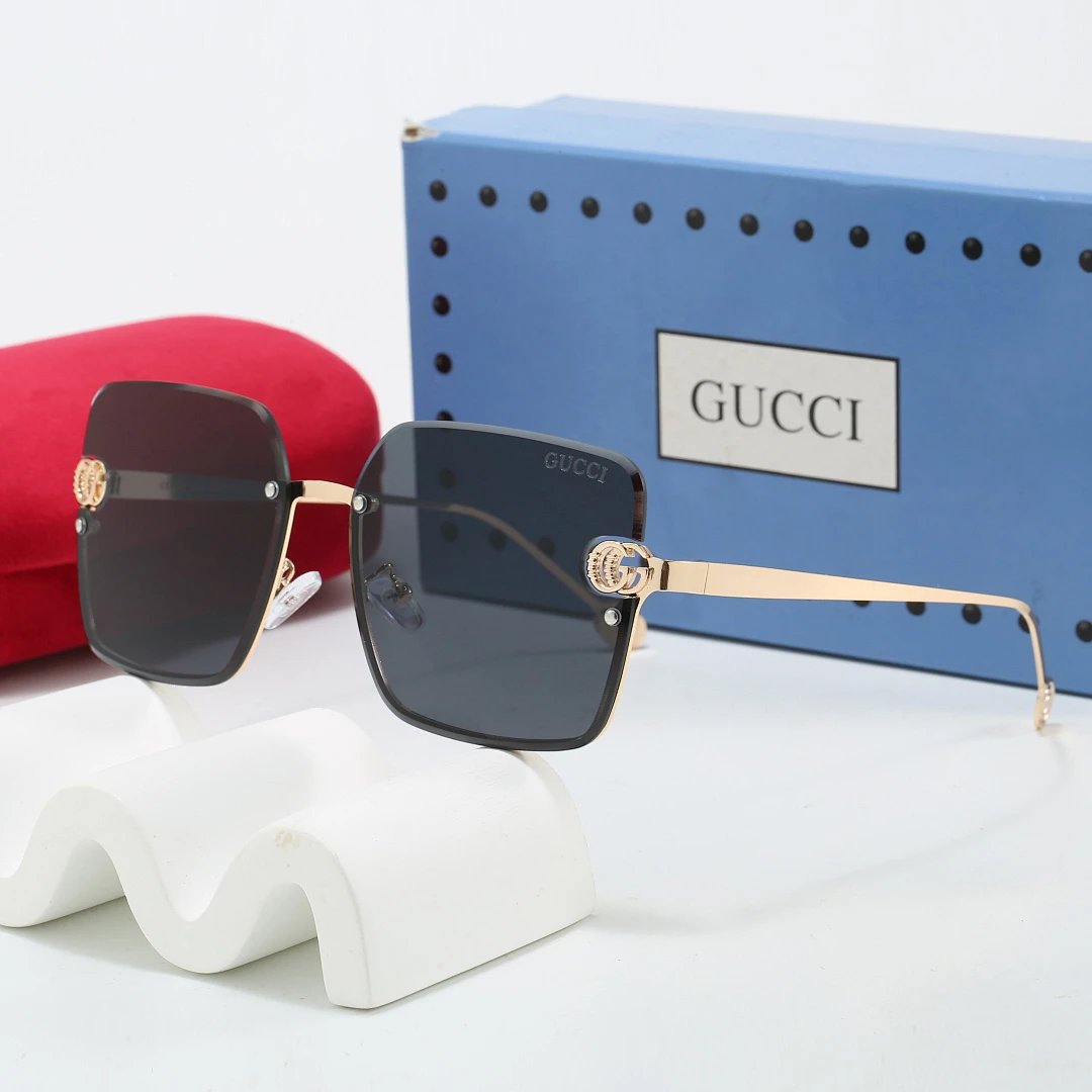Gucci Blue Tinted Lens Square Sunglasses, Polished Frame Style 08