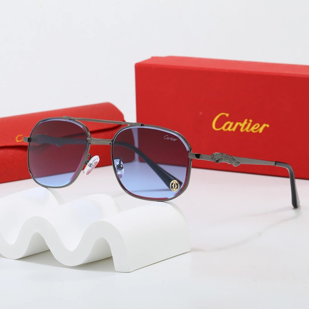 Cartier Red Tinted Lens Geometric Sunglasses, Polished Frame Style 06