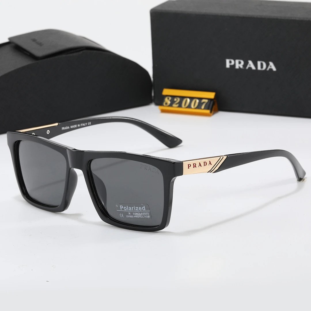 Prada Black Tinted Lens Square Sunglasses, Polished Frame Style 22