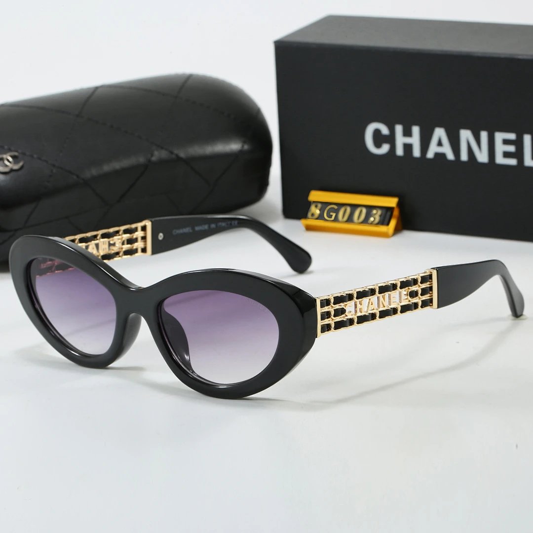 Chanel Black Tinted Lens Square Sunglasses, Polished Frame Style 05
