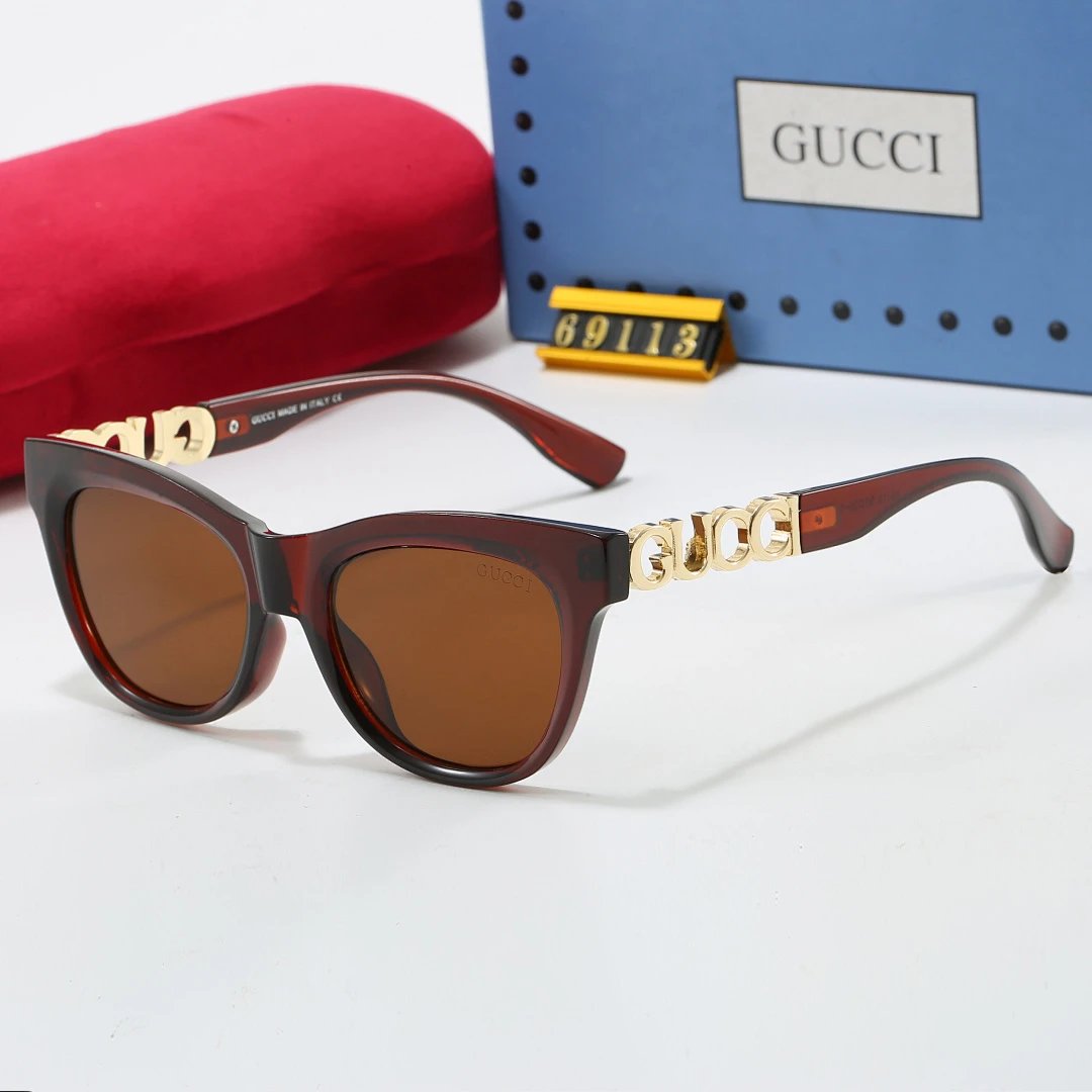 Gucci Brown Tinted Lens Square Sunglasses, Polished Frame Style 12