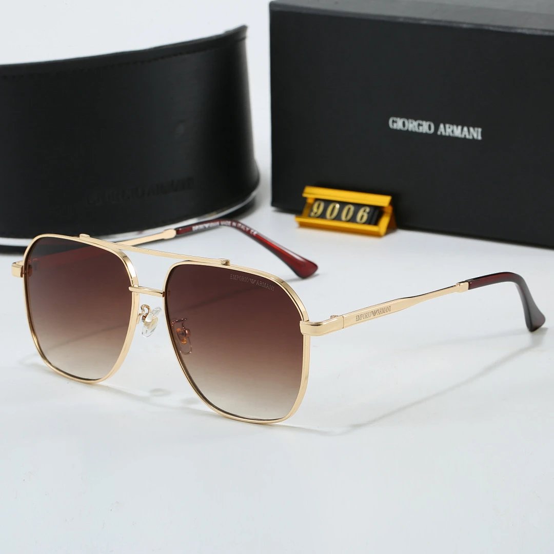 Armani Black Tinted Lens Square Sunglasses, Polished Frame Style 01