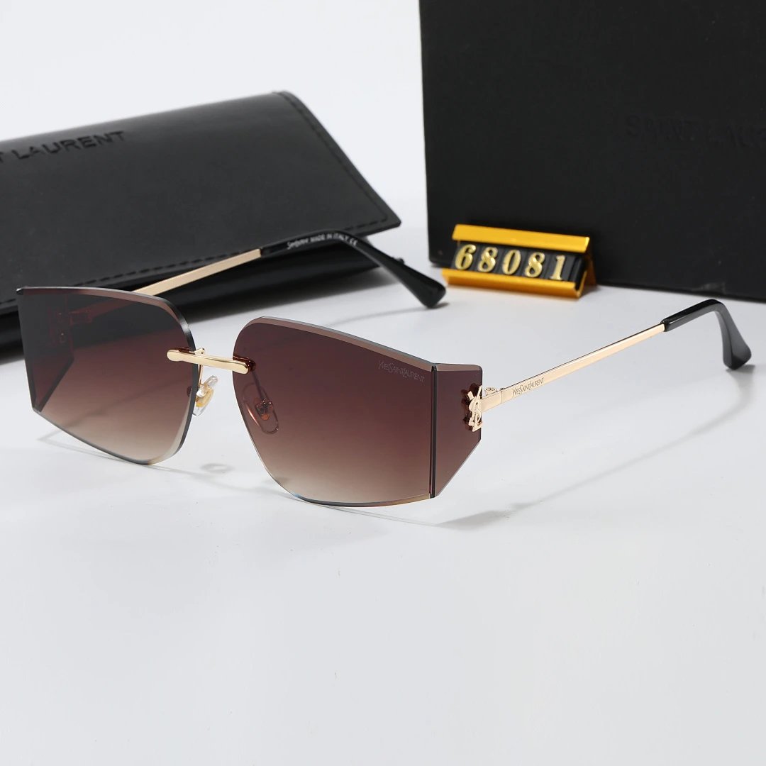 Saint Laurent Black Tinted Lens Square Sunglasses, Polished Frame Style 10