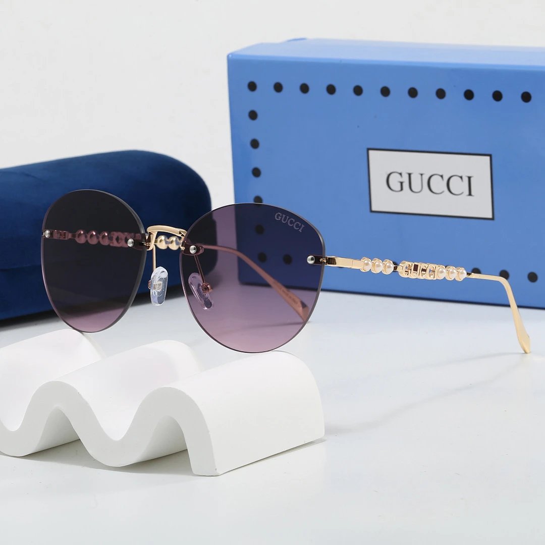 Gucci Blue Tinted Lens Square Sunglasses, Polished Frame Style 29