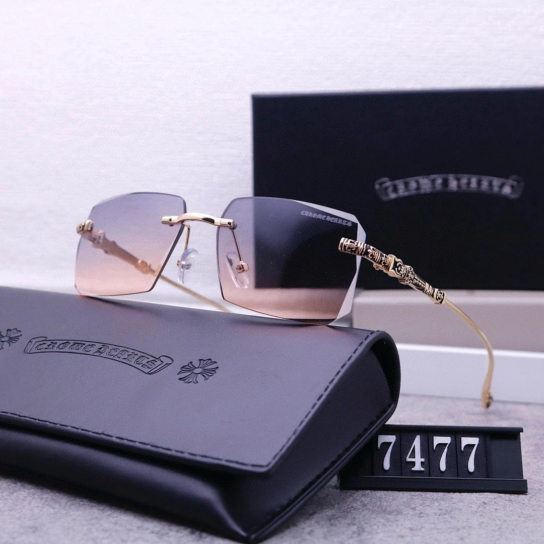 Chrome Hearts Black Tinted Lens Square Sunglasses, Polished Frame Style 02