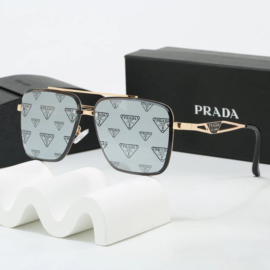 Prada Black Tinted Lens Square Sunglasses, Polished Frame Style 24