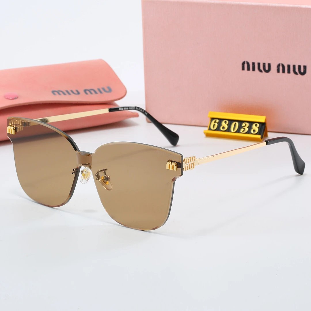Miu Miu Brown Tinted Lens Square Sunglasses, Polished Frame Style 15