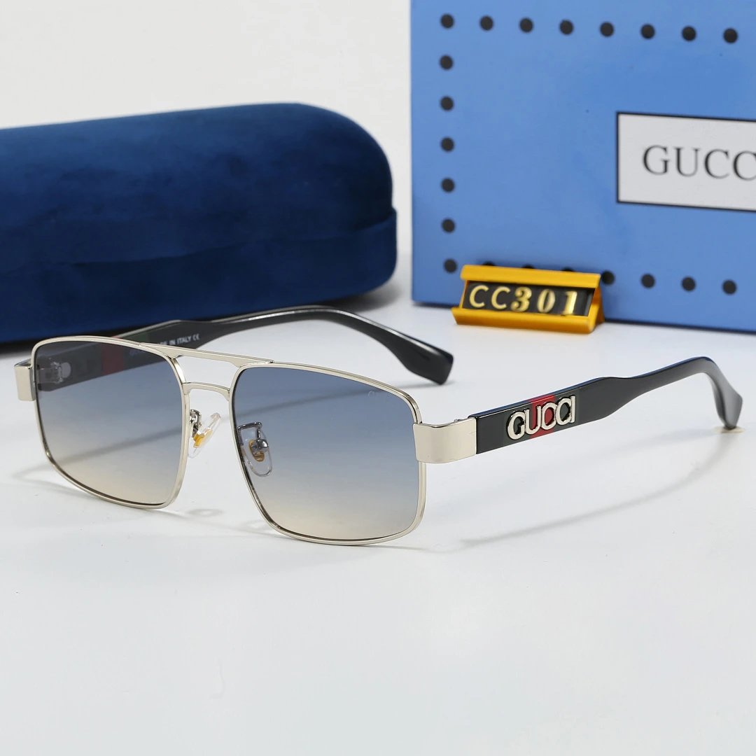 Gucci Blue Tinted Lens Square Sunglasses, Polished Frame Style 19