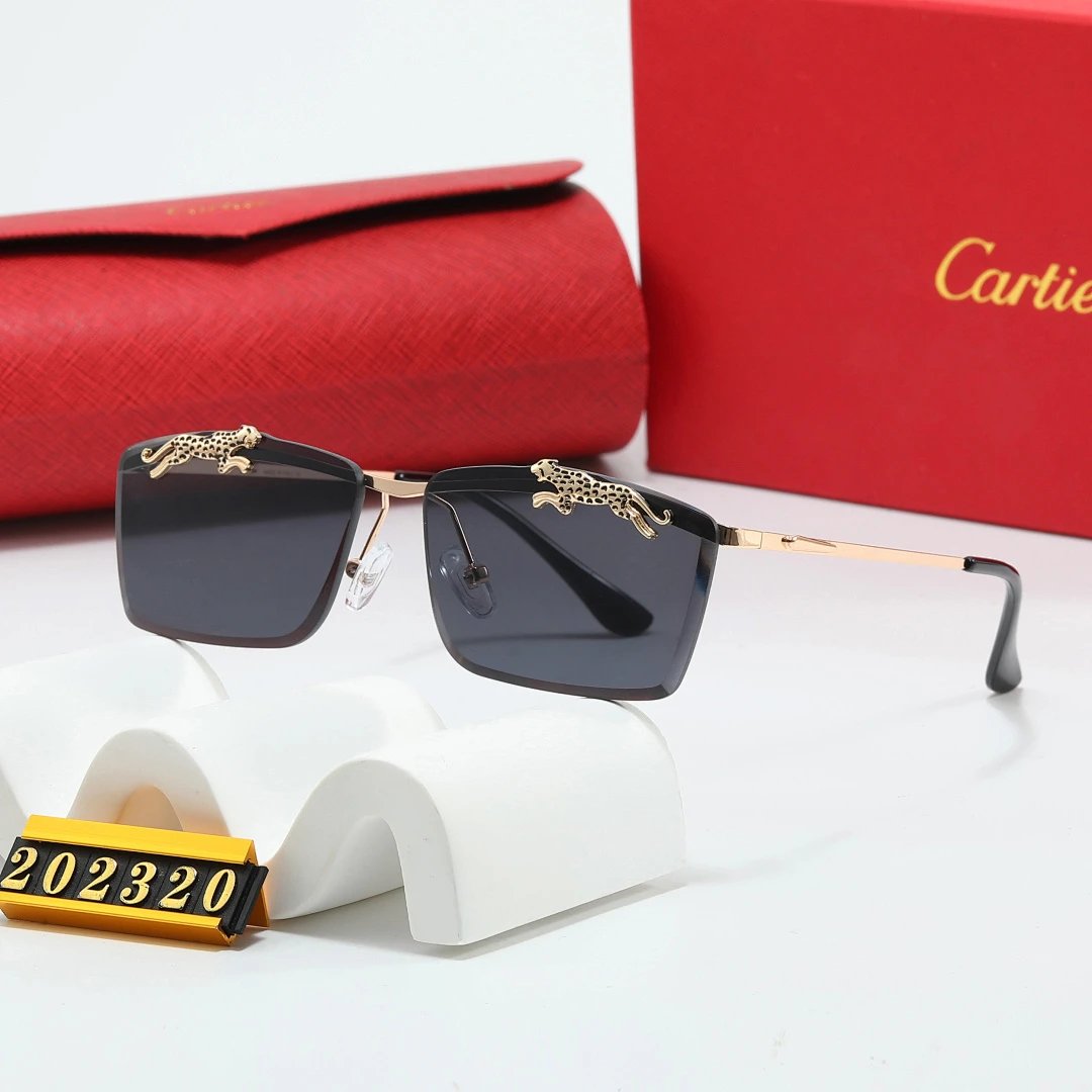 Cartier Red Tinted Lens Geometric Sunglasses, Polished Frame Style 21
