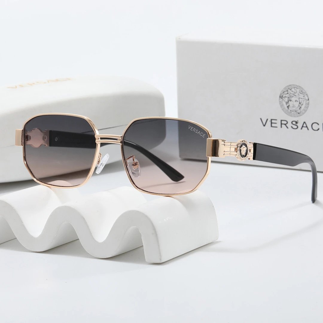 Versace Gray Tinted Lens Square Sunglasses, Polished Frame Style 35