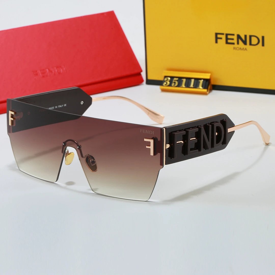 Fendi Brown Tinted Lens Square Sunglasses, Polished Frame Style 21
