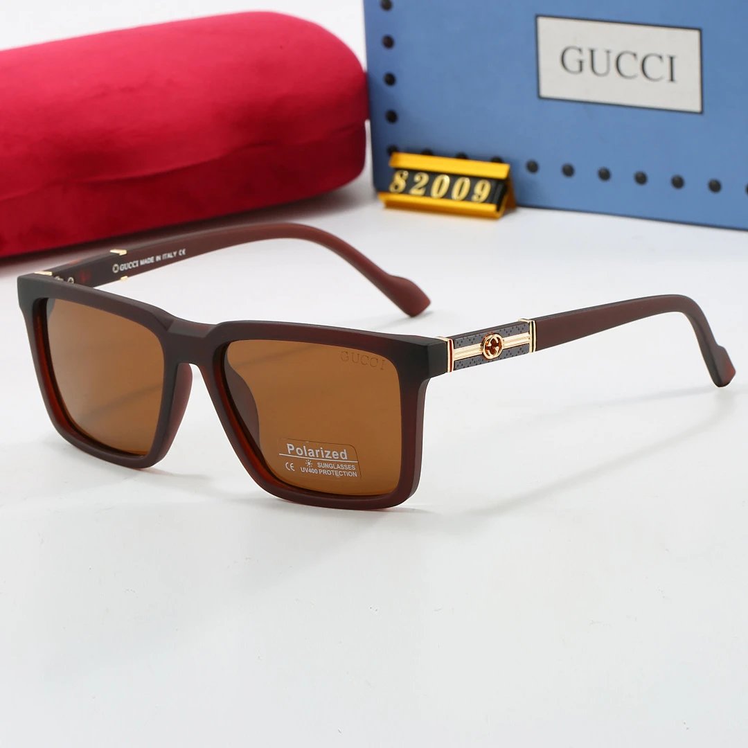 Gucci Brown Tinted Lens Square Sunglasses, Polished Frame Style 10
