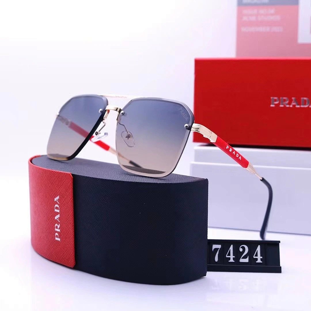 Prada Tinted Lens Square Sunglasses, Polished Frame Style 05