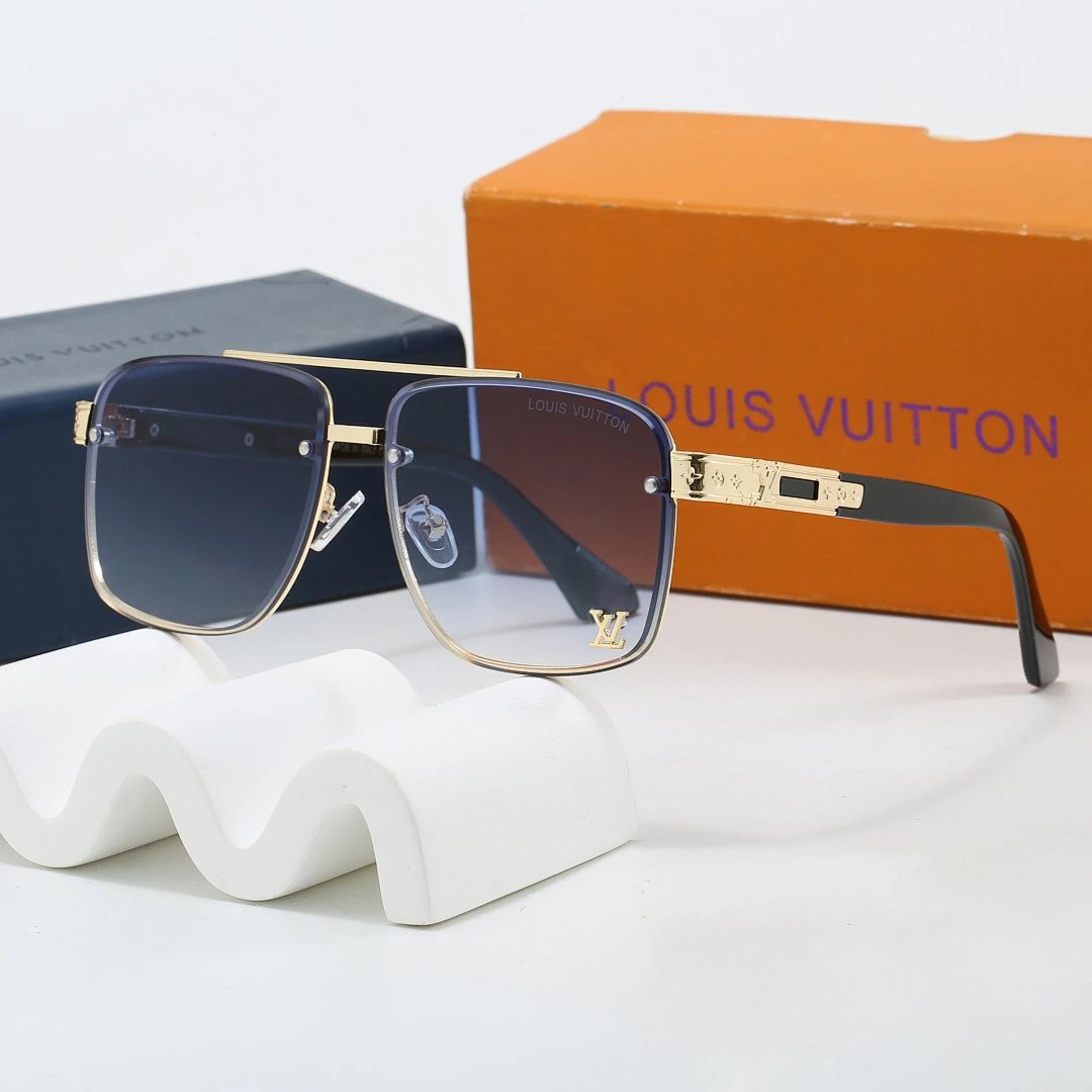 Louis Vuitton Brown Tinted Lens Square Sunglasses, Polished Frame Style 19