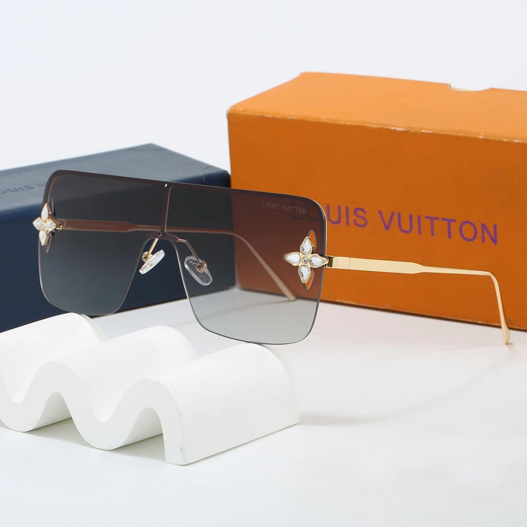 Louis Vuitton Brown Tinted Lens Square Sunglasses, Polished Frame Style 12