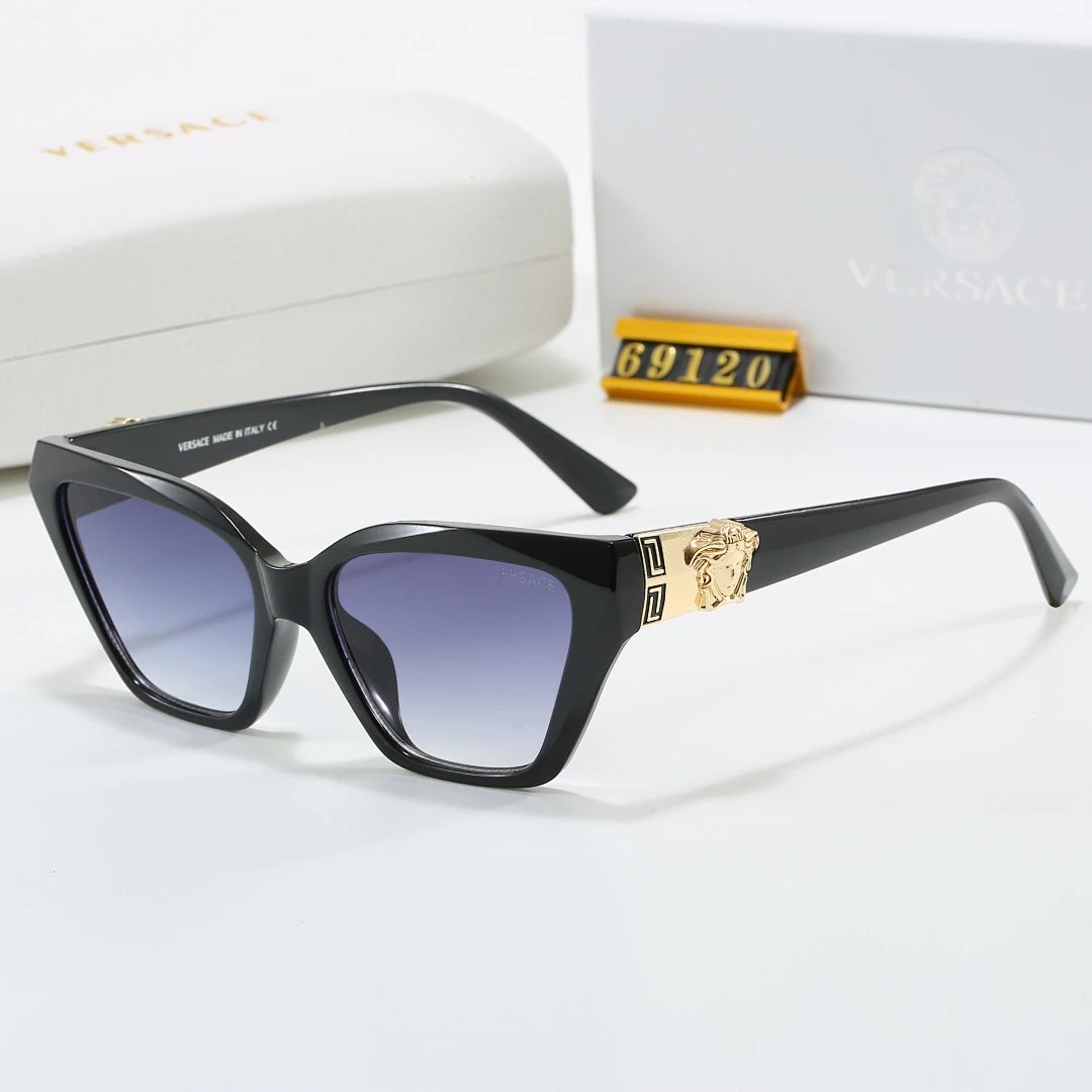 Versace Black Tinted Lens Square Sunglasses, Polished Frame Style 01