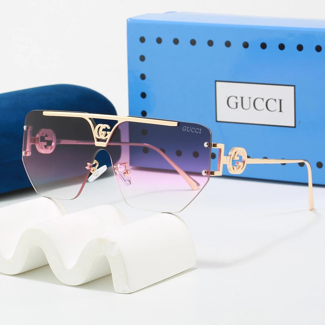 Gucci Blue Tinted Lens Square Sunglasses, Polished Frame Style 18