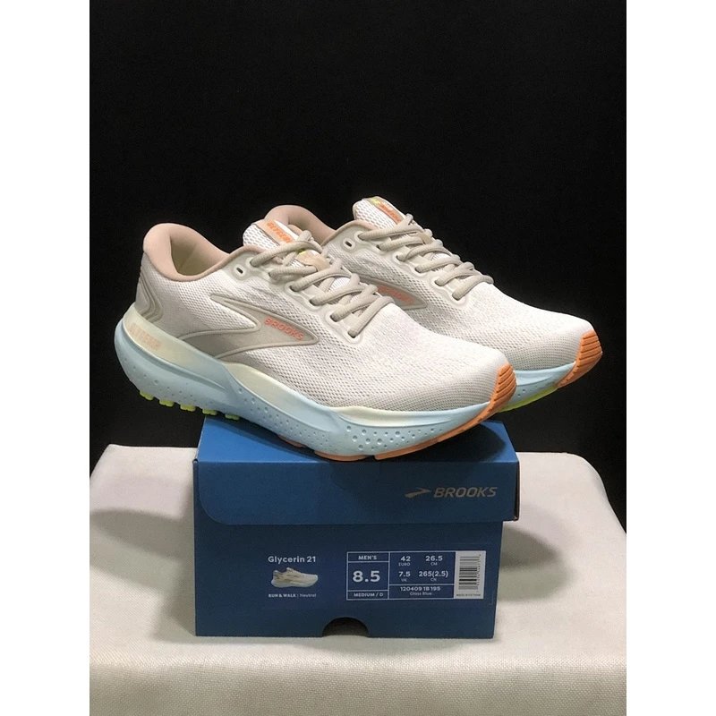 Brooks Glycerin 21 Running Shoes White Grey - Style 8