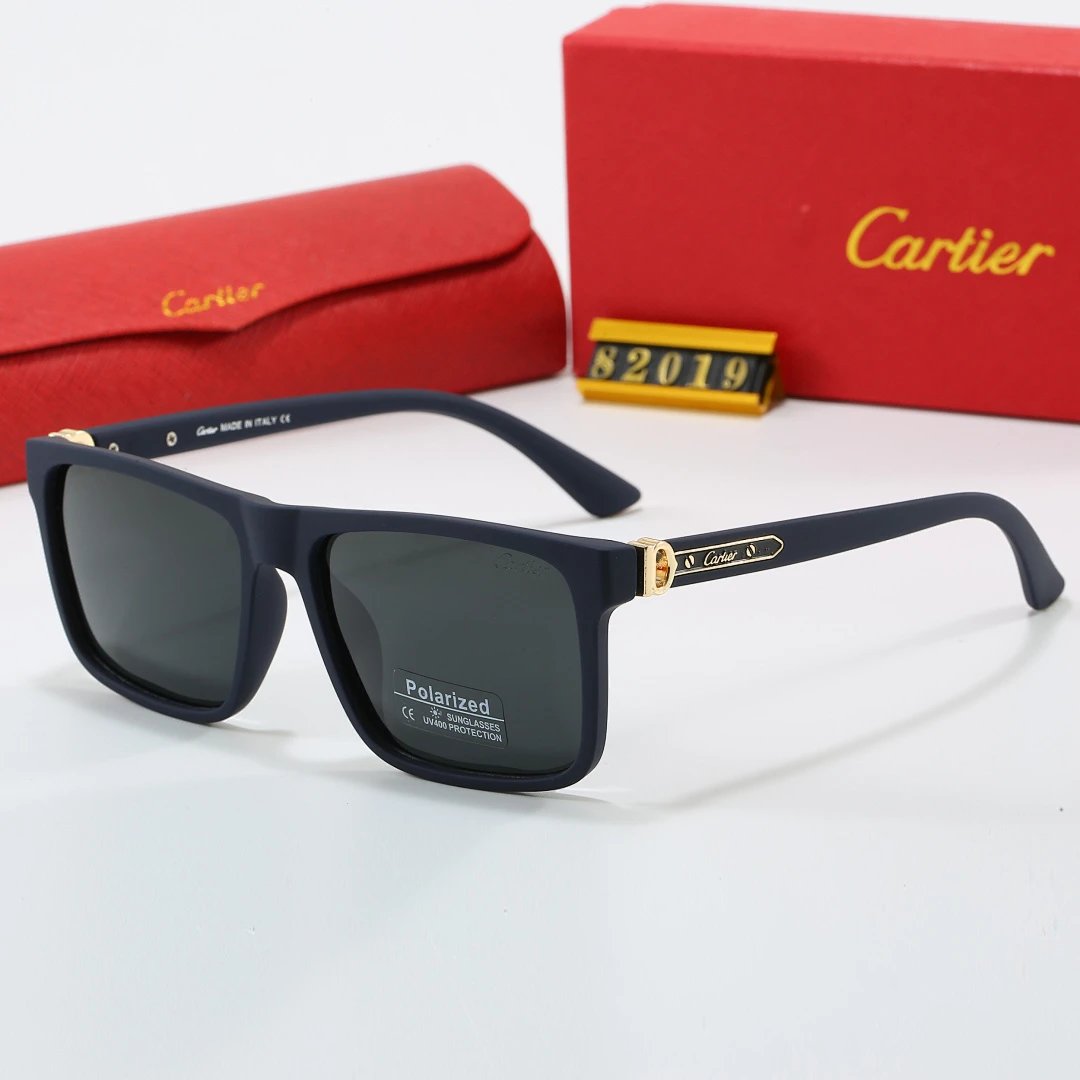 Cartier Red Tinted Lens Geometric Sunglasses, Polished Frame Style 05