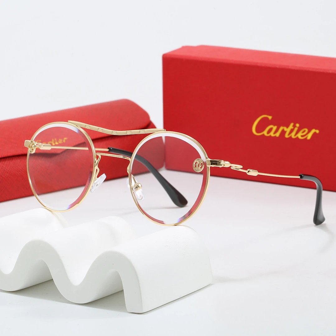 Cartier Brown Tinted Lens Geometric Sunglasses, Polished Frame Style 04