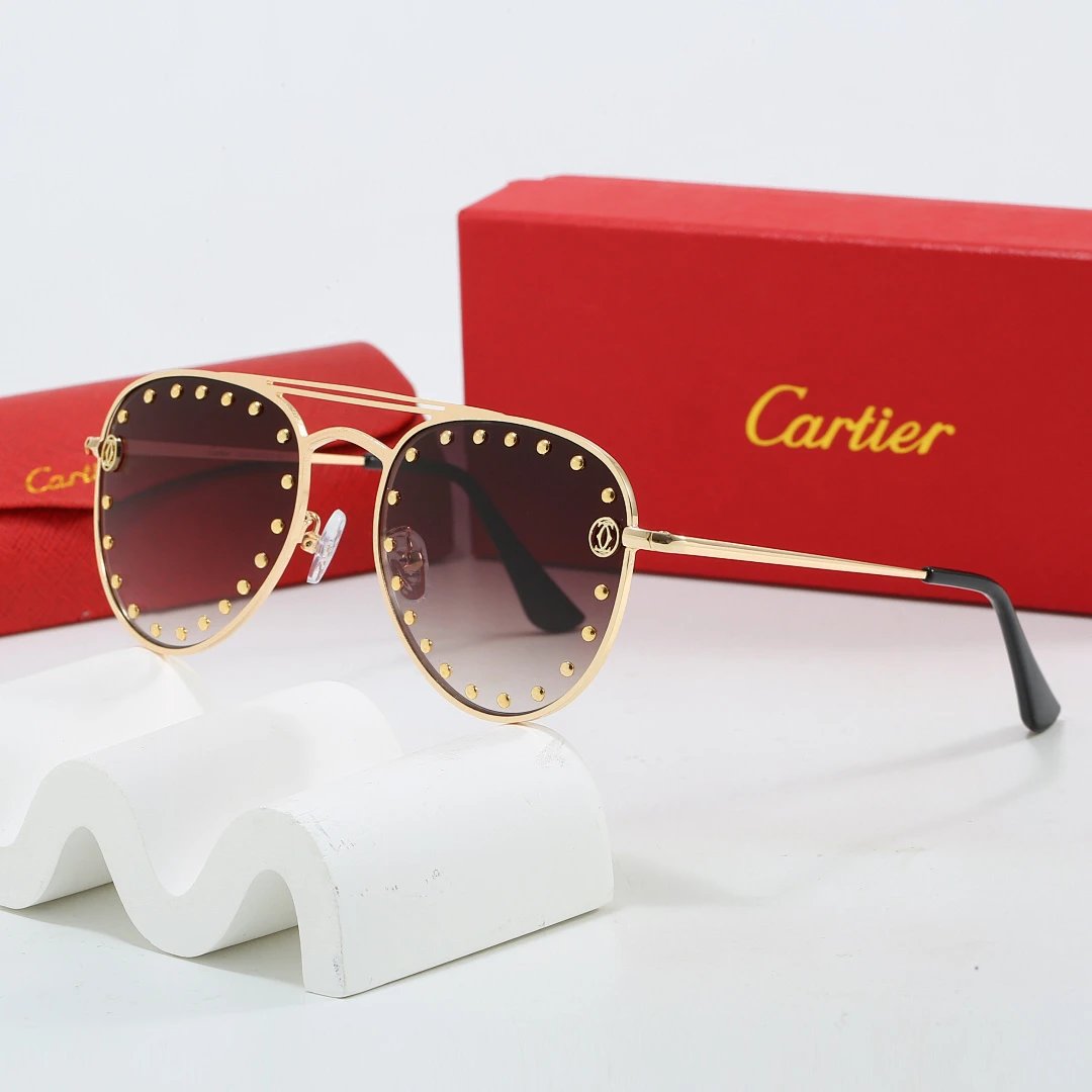 Cartier Red Tinted Lens Geometric Sunglasses, Polished Frame Style 02