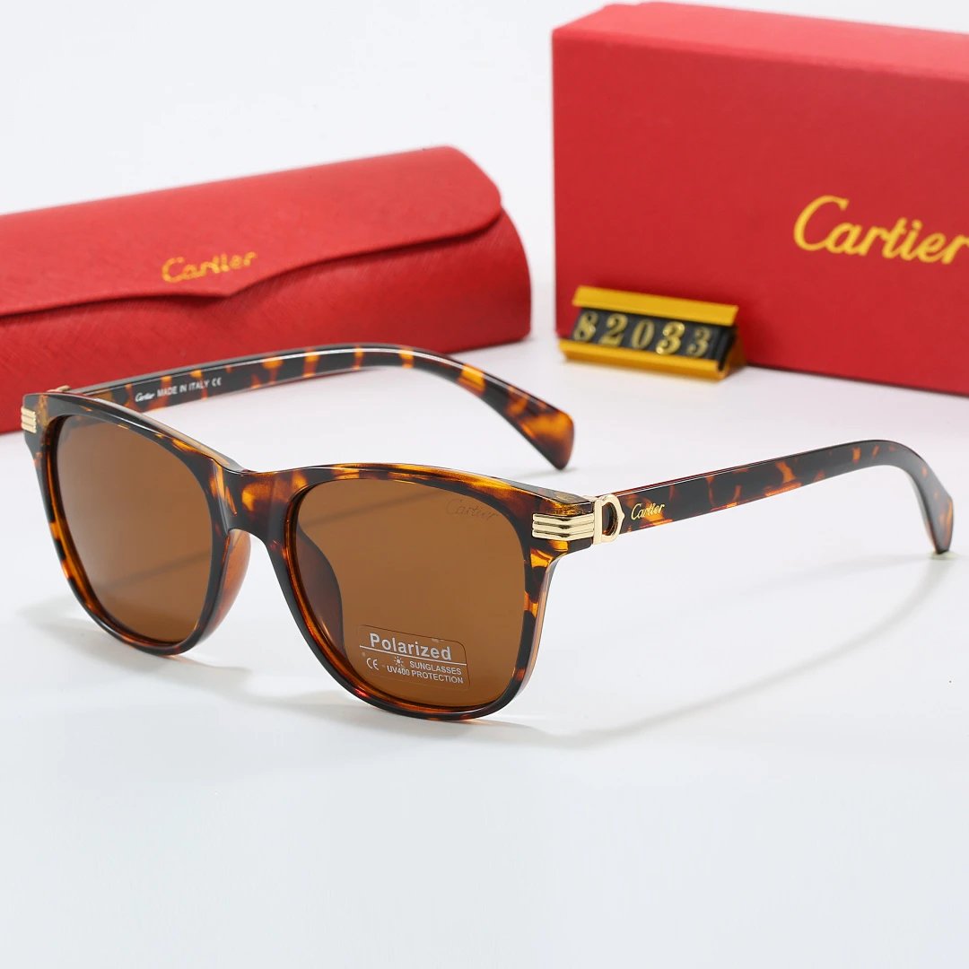 Cartier Brown Tinted Lens Geometric Sunglasses, Polished Frame Style 03