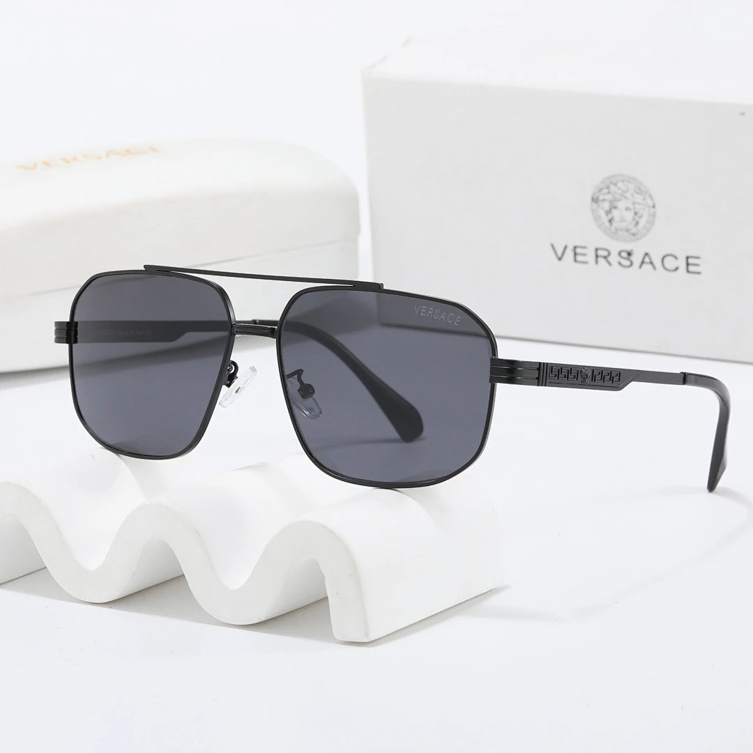 Versace Gray Tinted Lens Square Sunglasses, Polished Frame Style 35