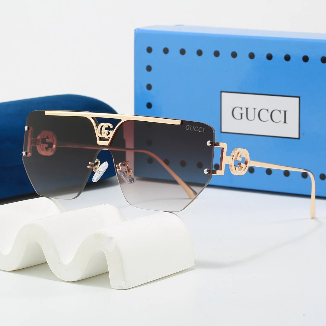 Gucci Blue Tinted Lens Square Sunglasses, Polished Frame Style 15