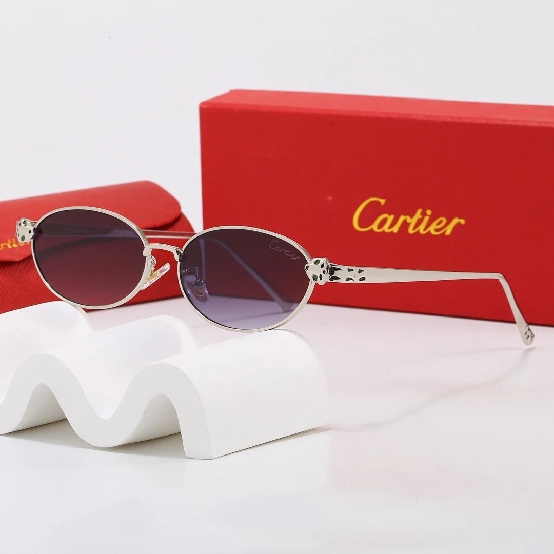 Cartier Red Tinted Lens Geometric Sunglasses, Polished Frame Style 03