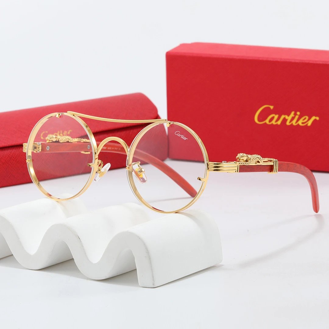 Cartier Red Tinted Lens Geometric Sunglasses, Polished Frame Style 11