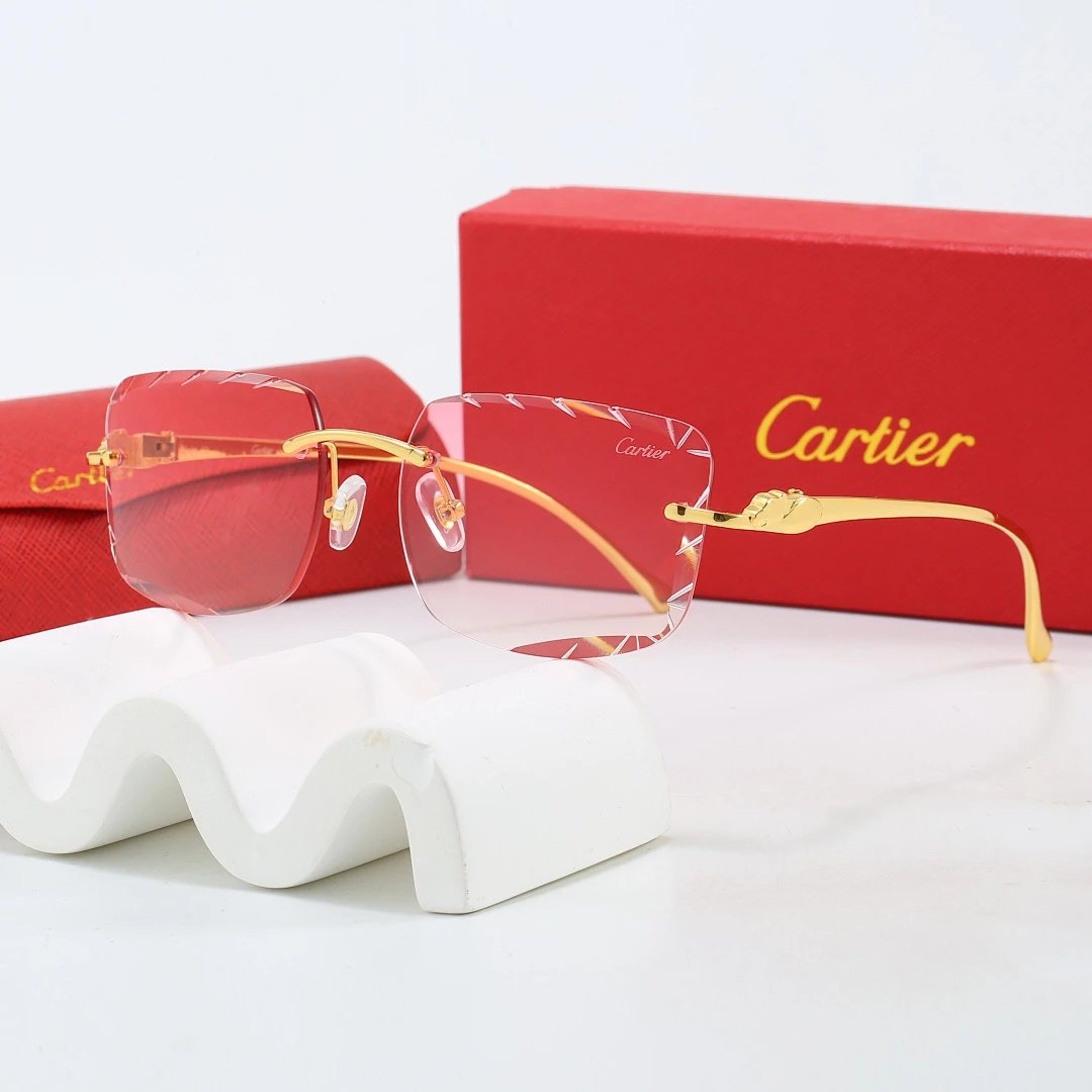 Cartier Brown Tinted Lens Geometric Sunglasses, Polished Frame Style 01