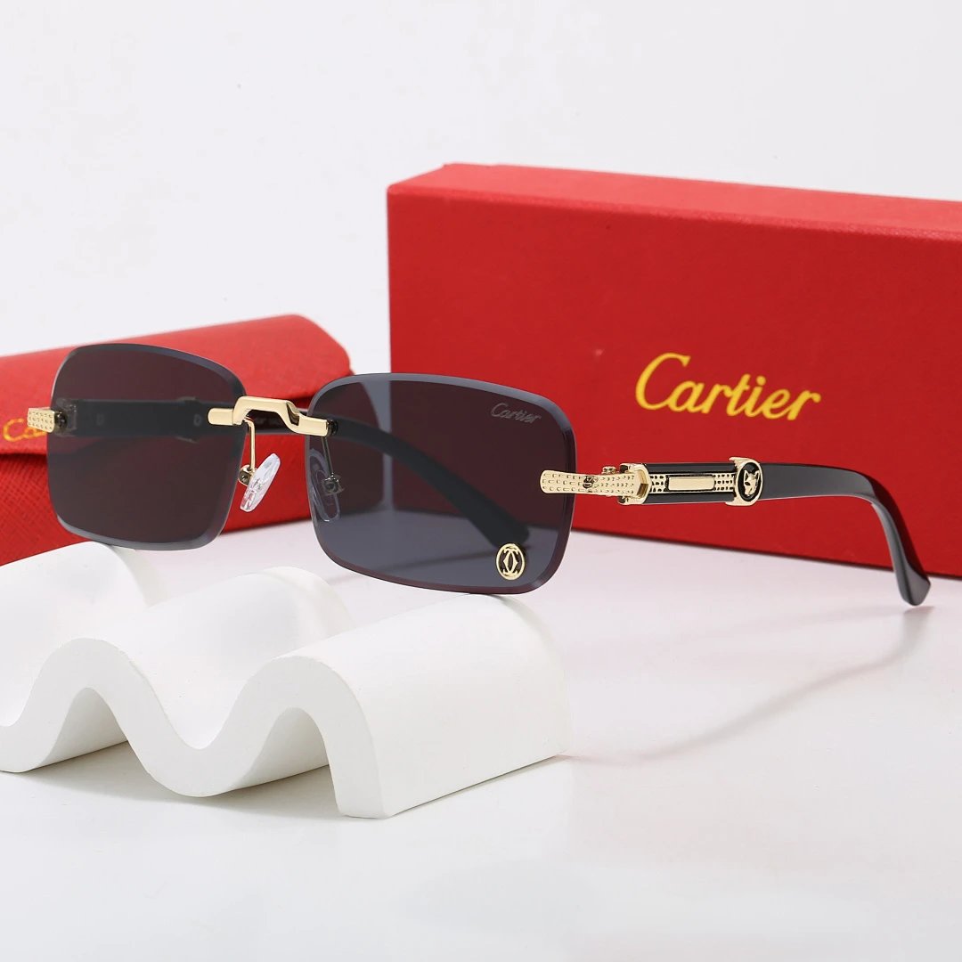 Cartier Red Tinted Lens Geometric Sunglasses, Polished Frame Style 08