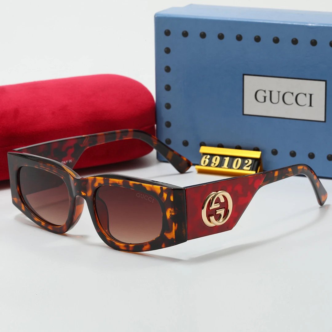 Gucci Tinted Lens Square Sunglasses, Polished Frame Style 28