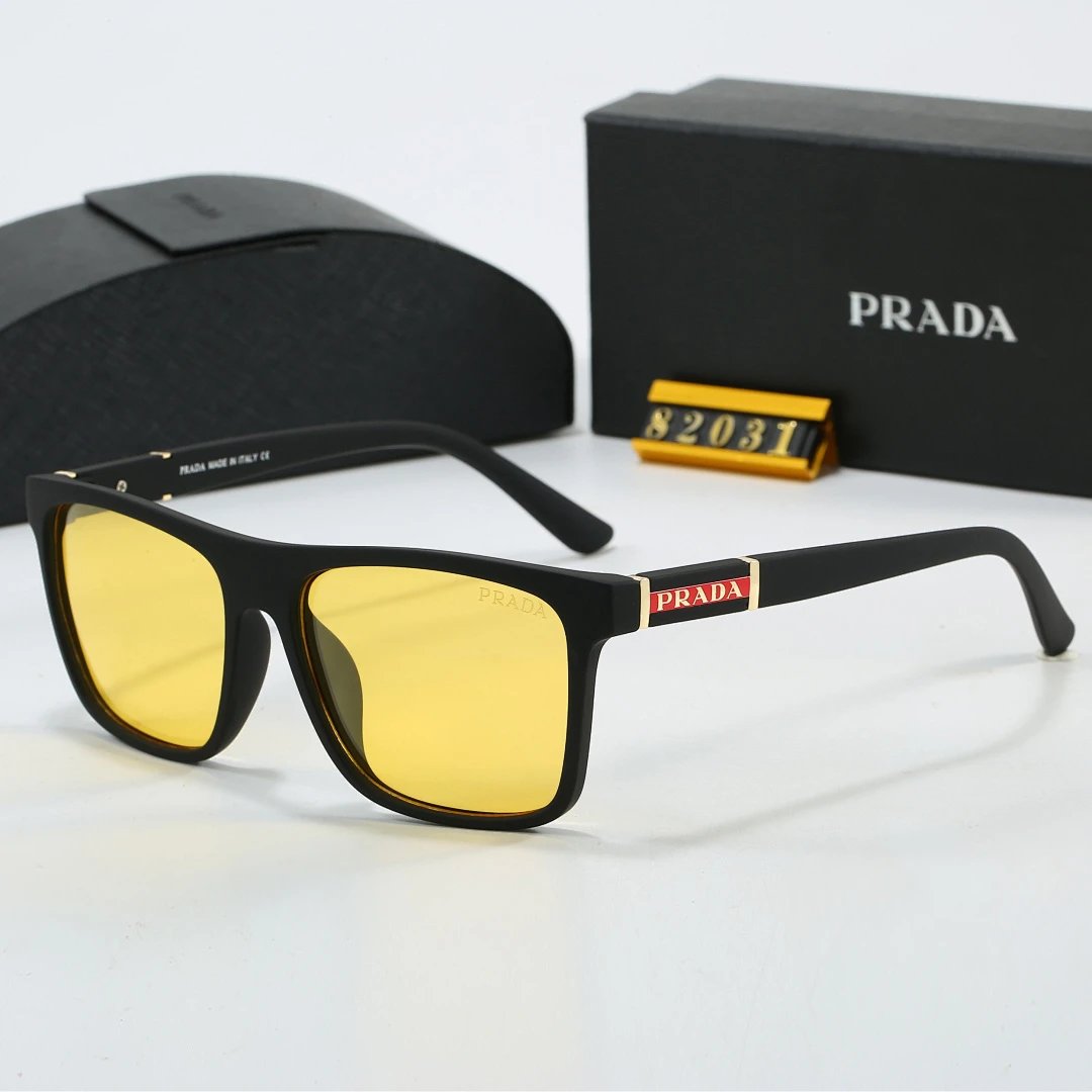 Prada Black Tinted Lens Square Sunglasses, Polished Frame Style 11