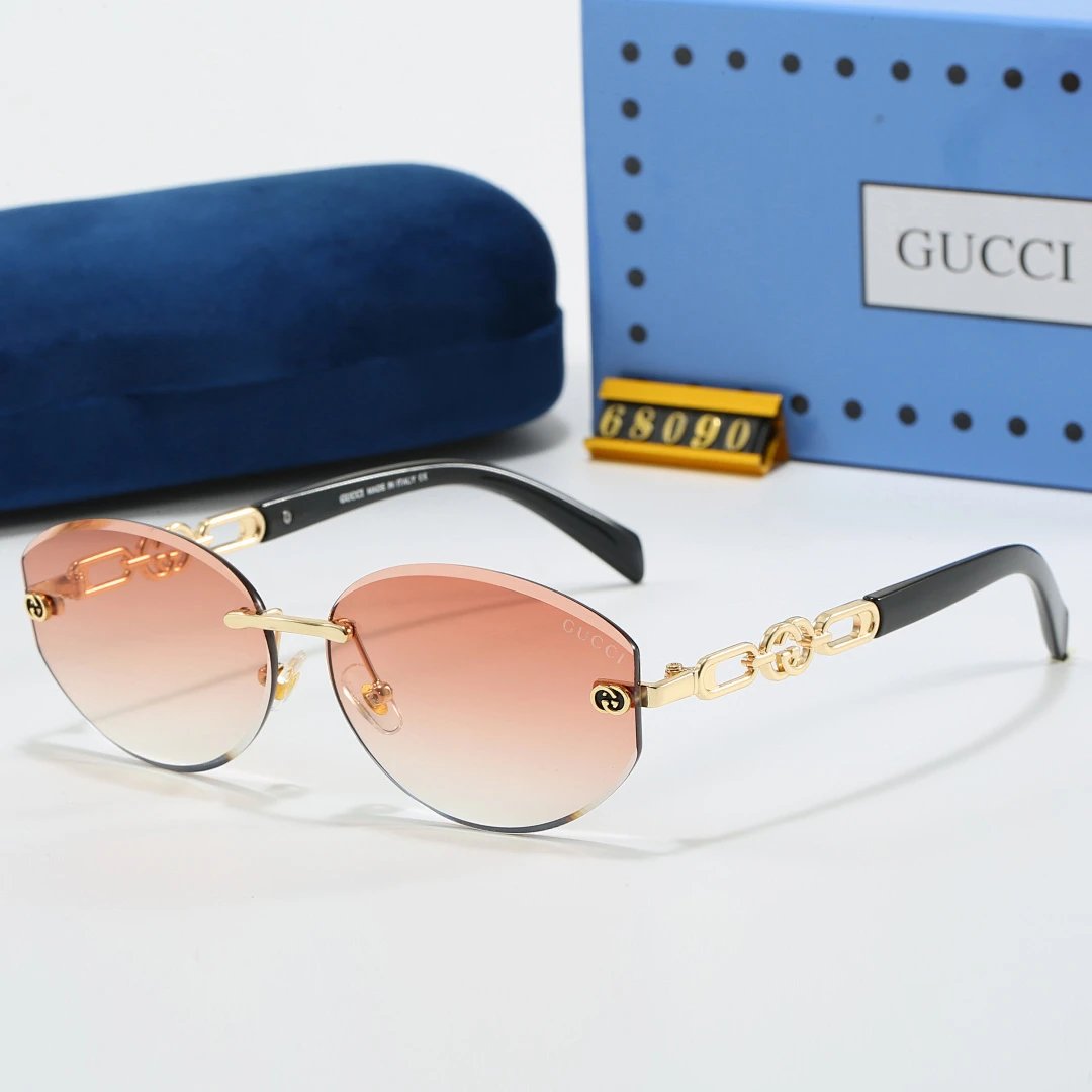 Gucci Blue Tinted Lens Square Sunglasses, Polished Frame Style 33