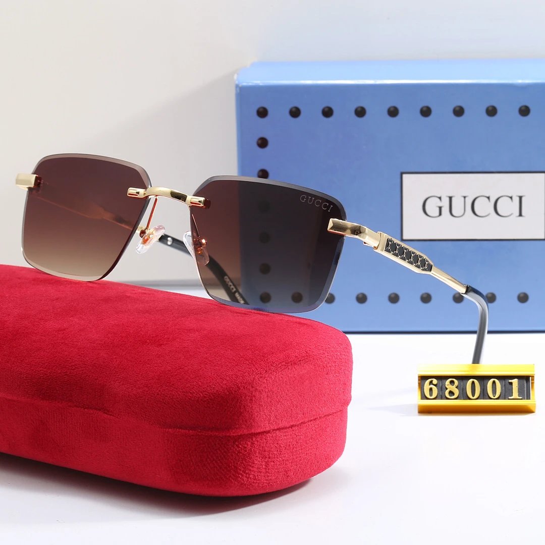 Gucci Tinted Lens Square Sunglasses, Polished Frame Style 17