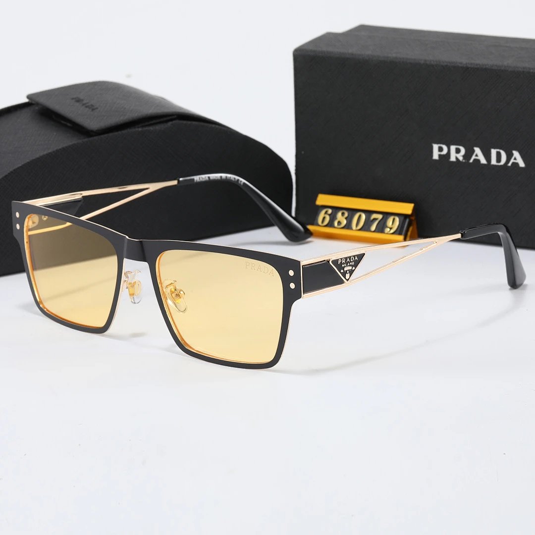Prada Black Tinted Lens Square Sunglasses, Polished Frame Style 06